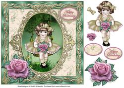 Vintage Girl on Swing Large Card Front