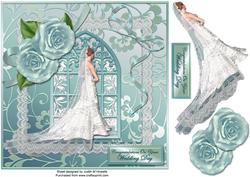 Teal Wedding Day Congratulations Large Card Front