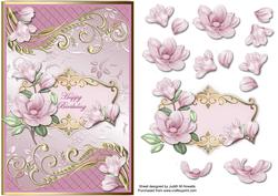 Pink Magnolia with Ornate Borders Card Front