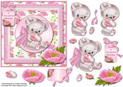 Sweet Bear and Poppies Card Front