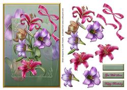 Pink and Lilac Lily Bouquet Card Front