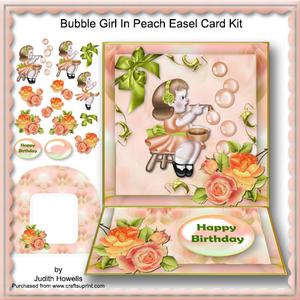 Bubble Girl in Peach Easel Card Kit