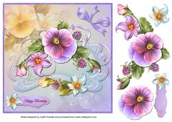 Lilac Pansies Large Square Card Front