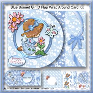 Blue Bonnet Girl D Flap Wrap Around Card Kit