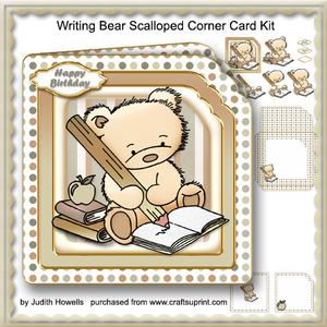 Writing Bear Scalloped Corner Card Kit