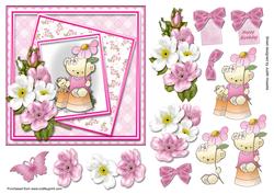 Flowerpot Bears and Flowers Square Card Front