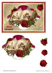 Christmas Book and Roses Card Front