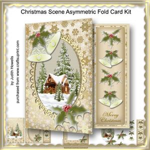 Christmas Scene Asymmetric Fold Card Kit