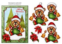 Bear with Bells 7 x 5 Card Front