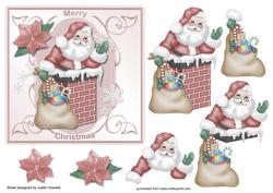 Santa in the Chimney Square Card Front