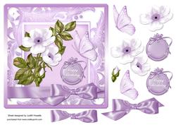 Wild Roses Large Lilac Square Card Front