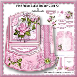 Pink Rose Easel Topper Card Kit