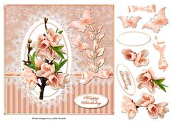 Peach Flowers Large Card Front