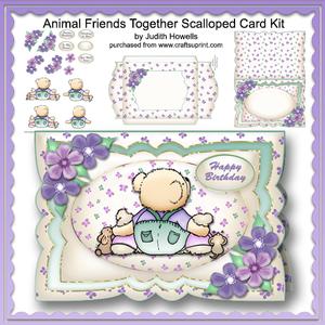 Animal Friends Together Scalloped Card Kit