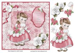 Sweet Girl on Lace Large Birthday Card Front