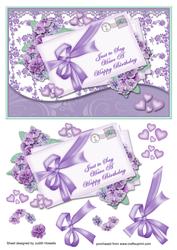 Lilac Letters Waved Card Front
