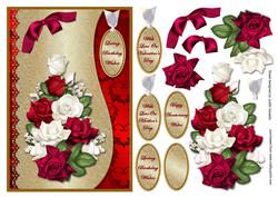 Red and White Roses Waved Card Front