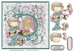 Girl with Basket Large Card Front