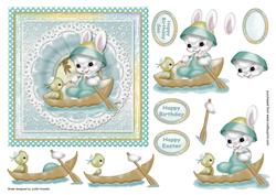 Bunny and Chick Rowing Card Front