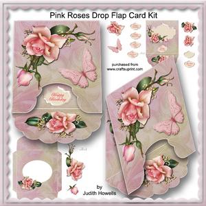 Pink Roses Drop Flap Card Kit
