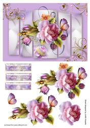 Lilac Roses on Panelled Card Front