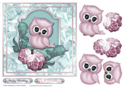 Owl and Roses Square Card Front