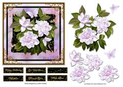 Lilac Gardenia Flowers Square Card Front