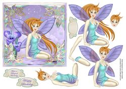 Beautiful Fairy in Lilac and Teal Square Card Front