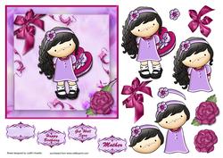 Girl with Chocolates Square Card Front
