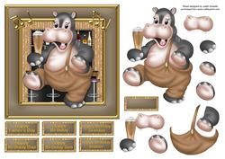 Dancing Hippo with Beer Card Front