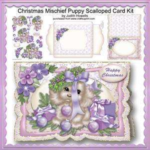 Christmas Mischief Puppy Scalloped Card Kit