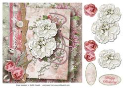 Vintage Flowers Offset Panel Large Square Card Front