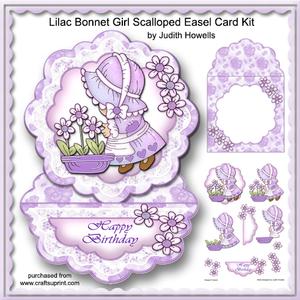 Lilac Bonnet Girl Scalloped Easel Card Kit