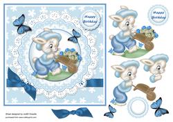Bunny and Wheelbarrow Square Card Front