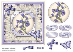 Bluebells and Lace Square Card Front
