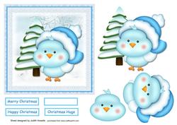 Cute Christmas Bird Square Card Front