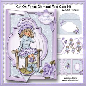 Girl on Fence Diamond Fold Card Kit