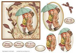 Young Love Leafy Border Pyramid Card Front