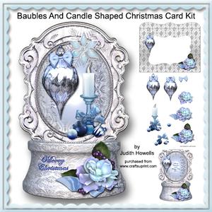 Baubles and Candle Shaped Christmas Card Kit