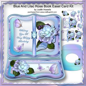 Blue and Lilac Rose Book Easel Card Kit