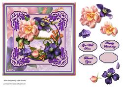 Pink and Purple Summer Blooms Card Front