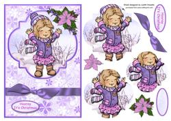 Hooray It's Christmas Lilac Pyramid Card Front