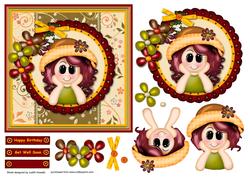 Bright Girl in Scalloped Frame Card Front