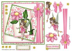 Fairy on Swing Offset Panels Large Card Front