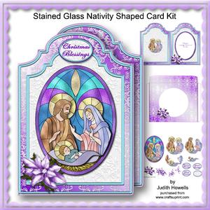 Stained Glass Nativity Shaped Card Kit