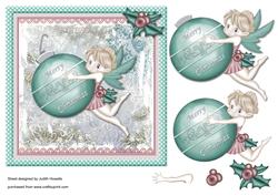 Fairy with Christmas Ornament Card Front