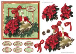 Basket of Poinsettia Square Christmas Card Front