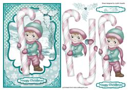 Boy with Candy Cane Christmas Card Front
