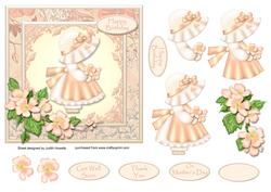 Bonnet Girl and Blossoms Card Front