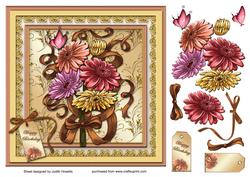 Flower Bouquet in Bronze Large Card Front